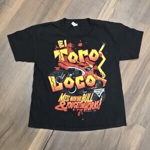 2017 Monster Jam El Toro Loco Monster Trucks Promo Souvenir Shirt Black Youth L